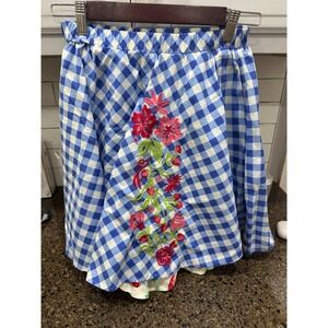 matilda jane women's gingham skirt‎ with flowers 6
